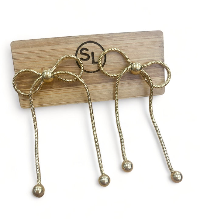 Bow Dangle Earrings Gold