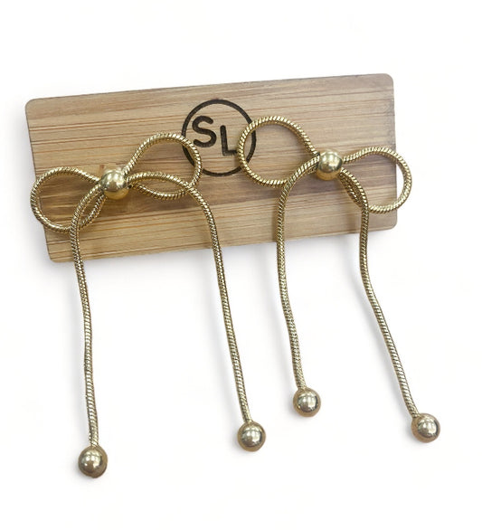 Bow Dangle Earrings Gold