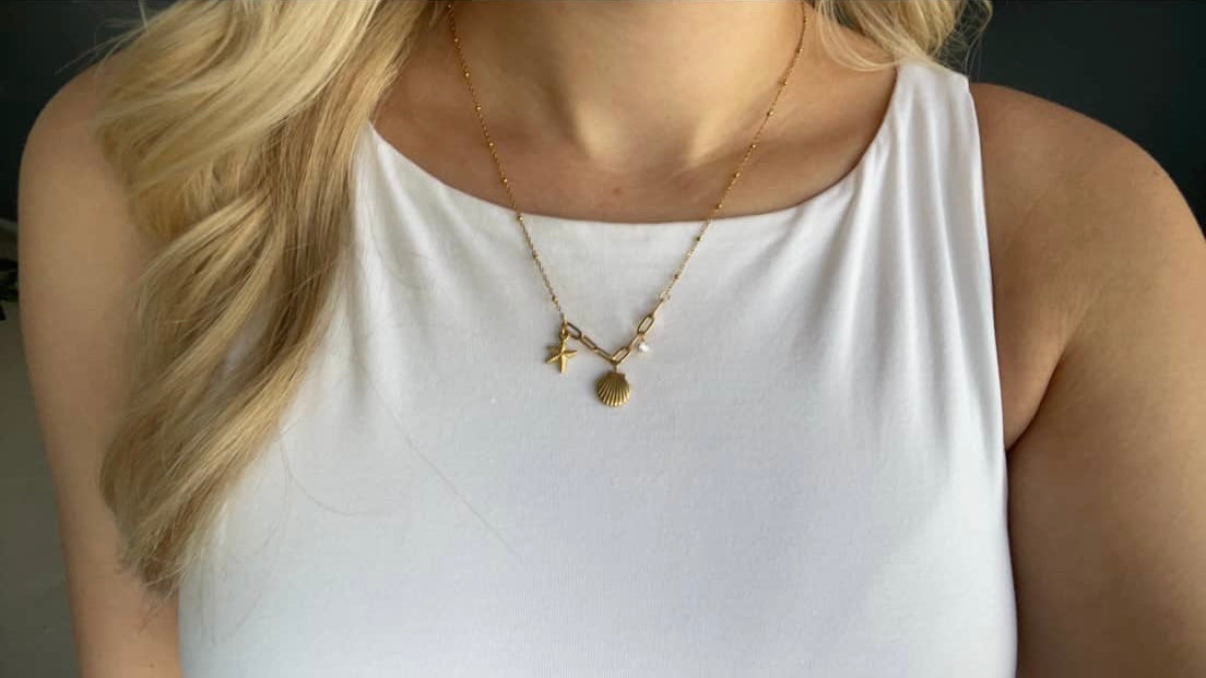 The Ocean Charm Necklace Gold and Silver