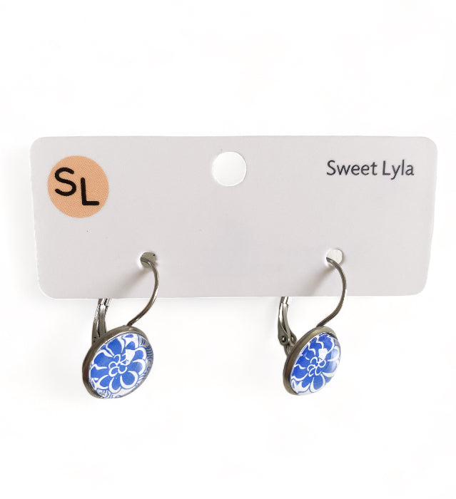 Blue Flower Stud and Drop