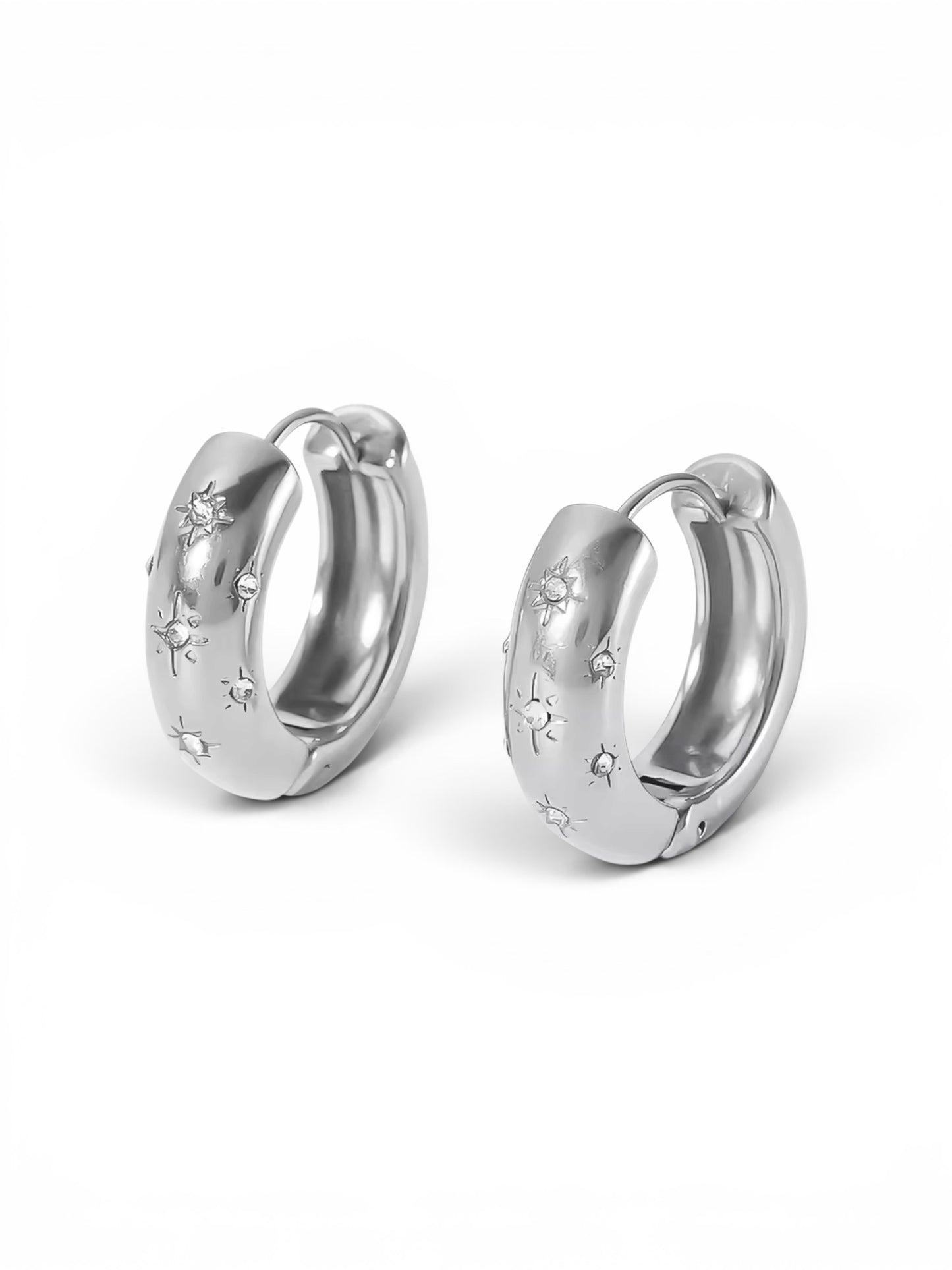 Universe Crystal Hoops - Gold Silver