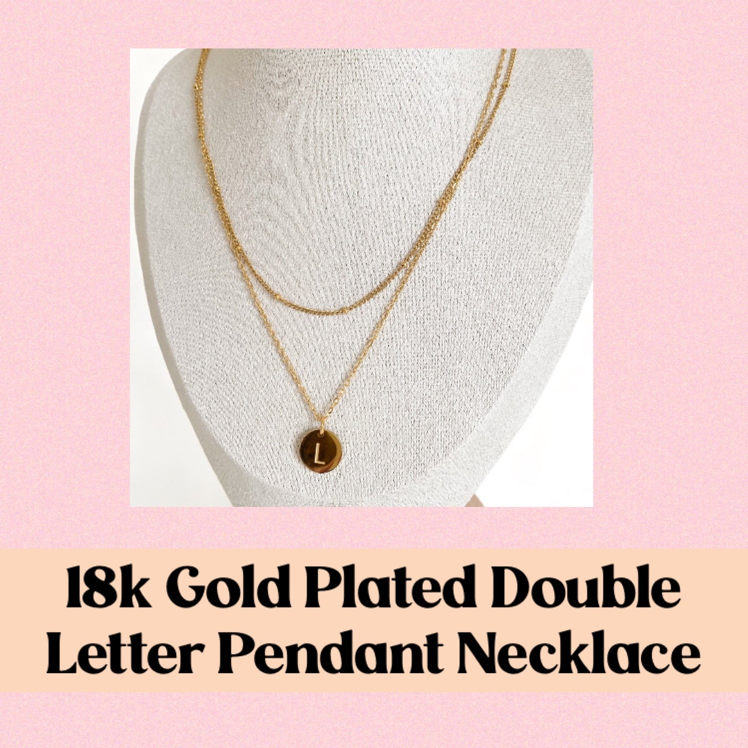 Gold Double Pendant Letter Necklace