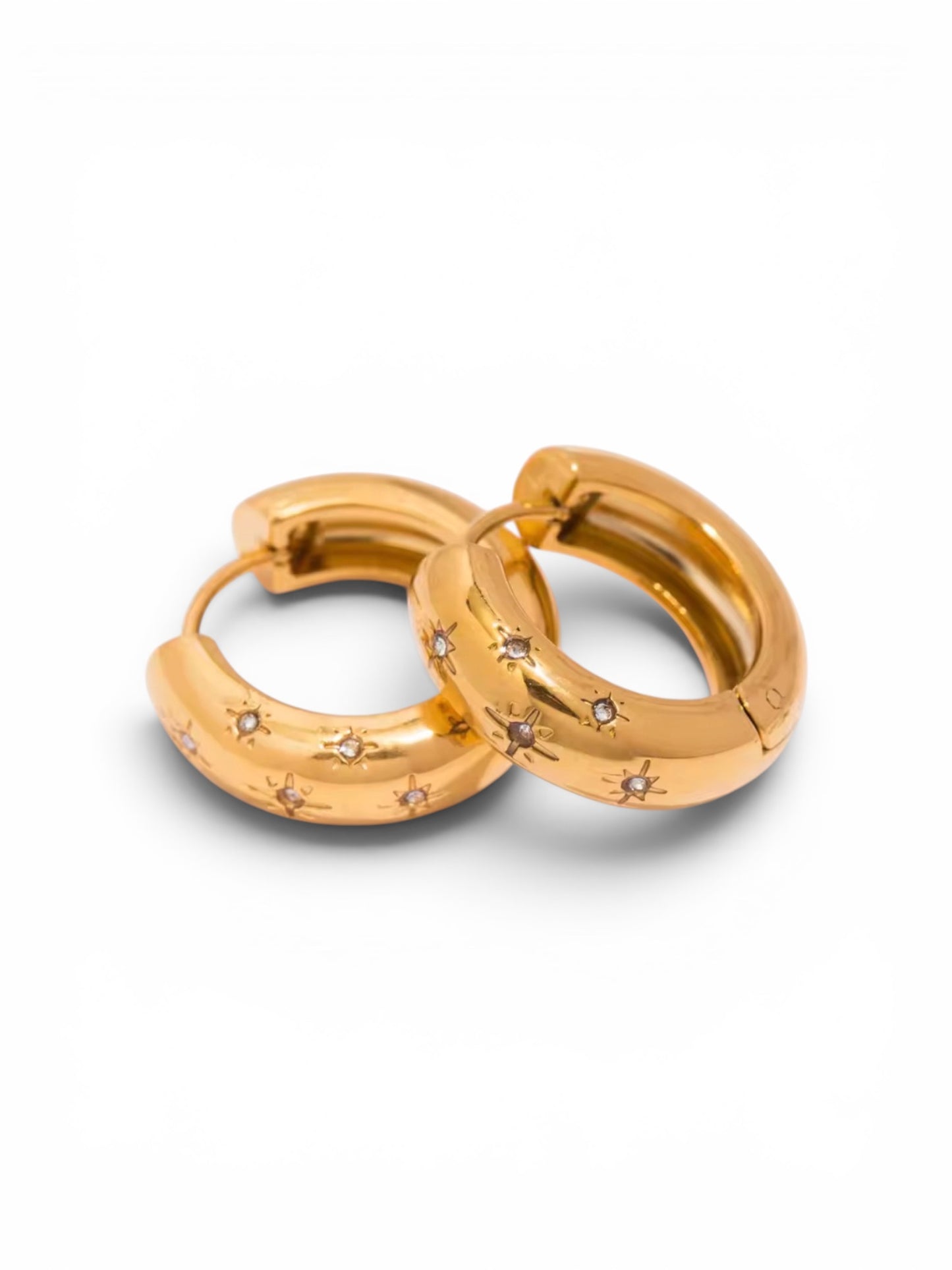 Universe Crystal  Hoops - Gold Silver