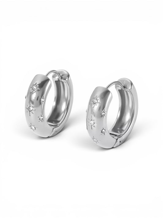 Universe Crystal  Hoops - Gold Silver